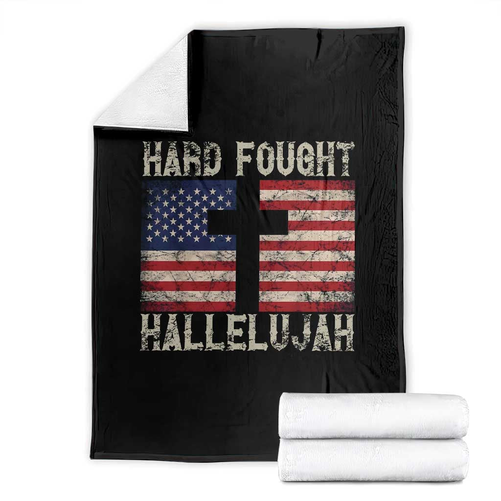 Hard Fought Hallelujah Throw Blanket Patriotic Christian Faith American Flag - Wonder Print Shop