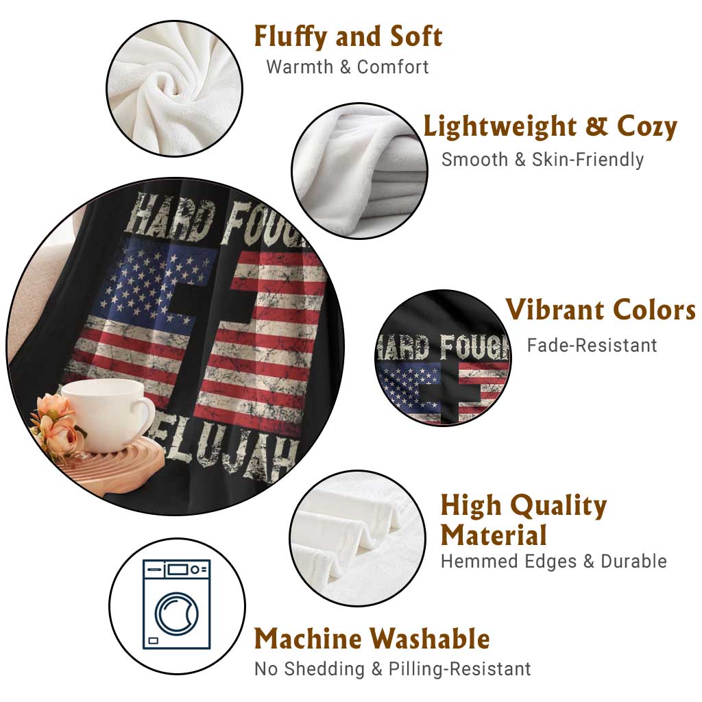 Hard Fought Hallelujah Throw Blanket Patriotic Christian Faith American Flag - Wonder Print Shop