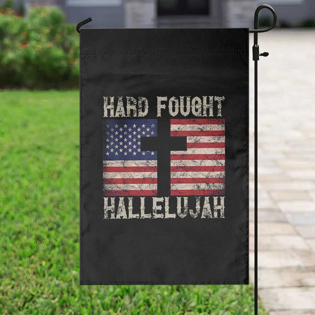 Hard Fought Hallelujah Garden Flag Patriotic Christian Faith American Flag - Wonder Print Shop