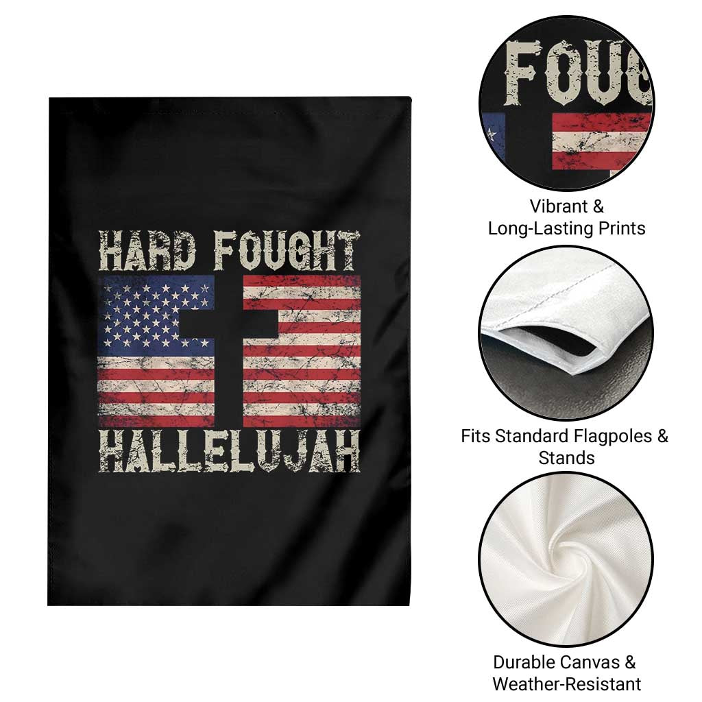 Hard Fought Hallelujah Garden Flag Patriotic Christian Faith American Flag - Wonder Print Shop