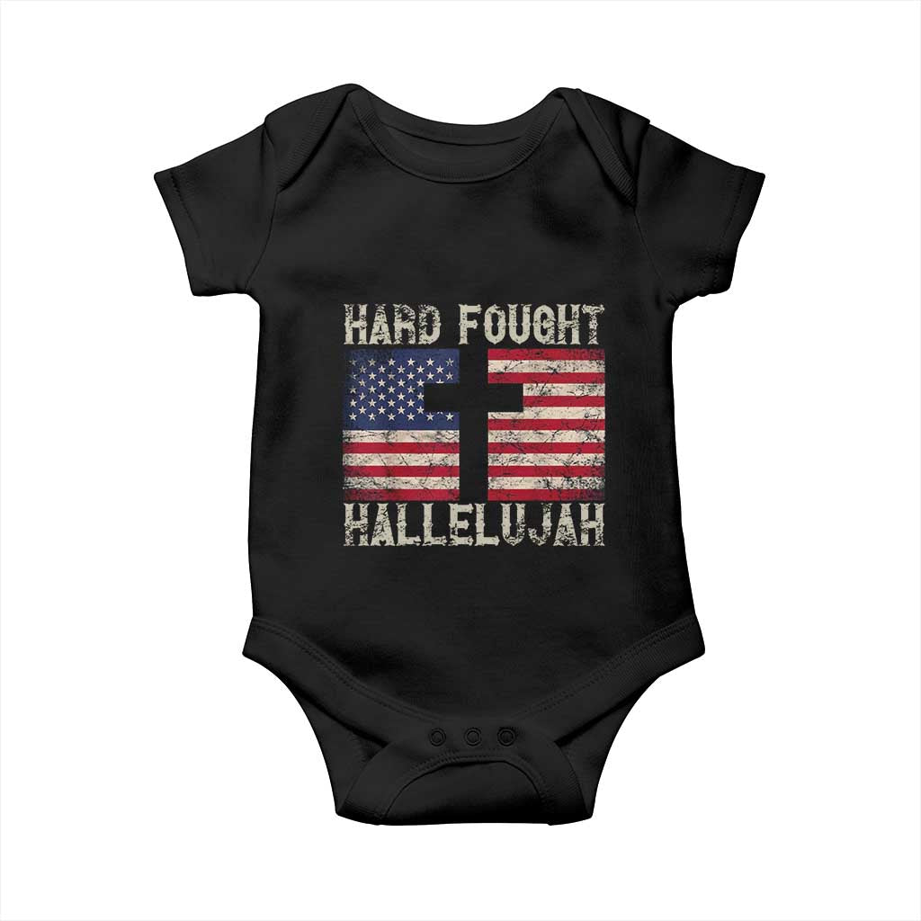 Hard Fought Hallelujah Baby Onesie Patriotic Christian Faith American Flag - Wonder Print Shop