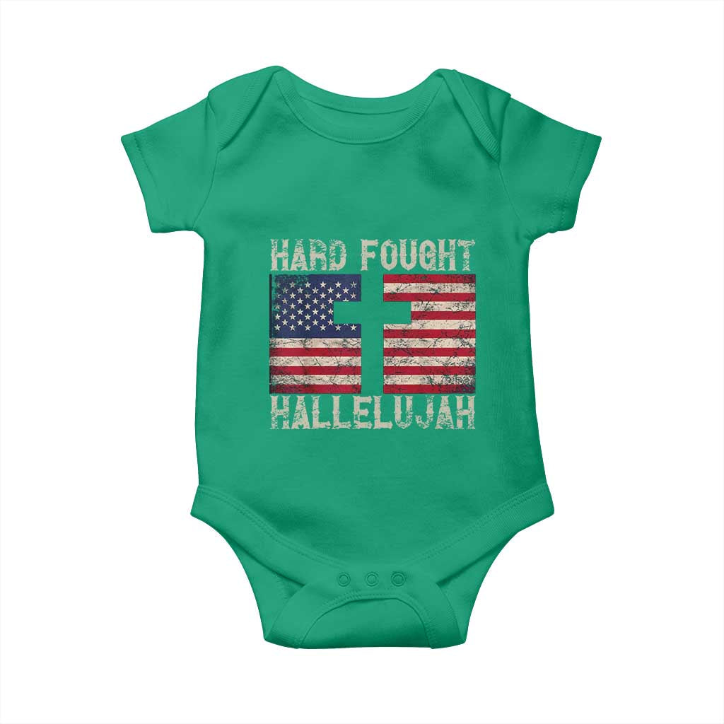 Hard Fought Hallelujah Baby Onesie Patriotic Christian Faith American Flag - Wonder Print Shop