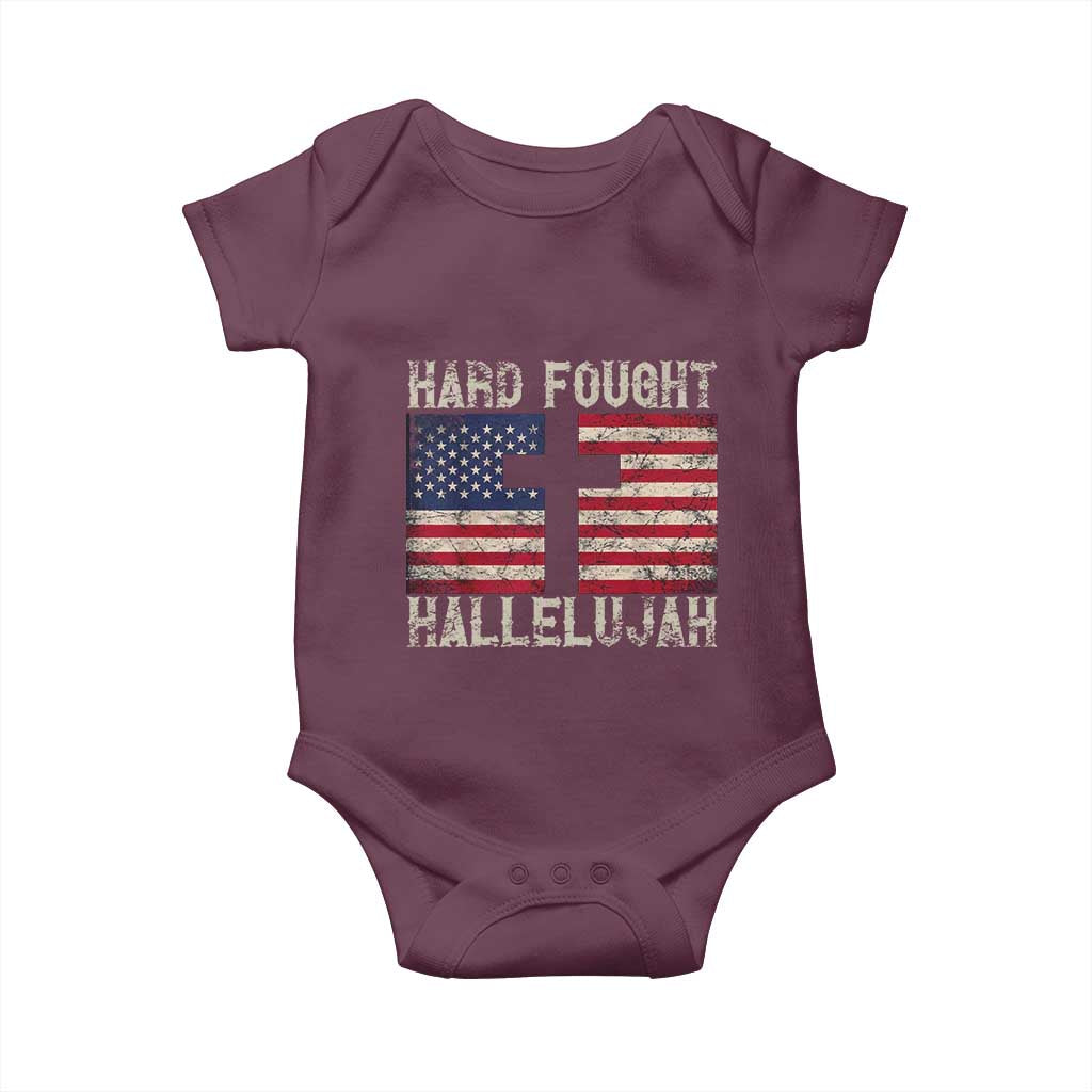 Hard Fought Hallelujah Baby Onesie Patriotic Christian Faith American Flag - Wonder Print Shop