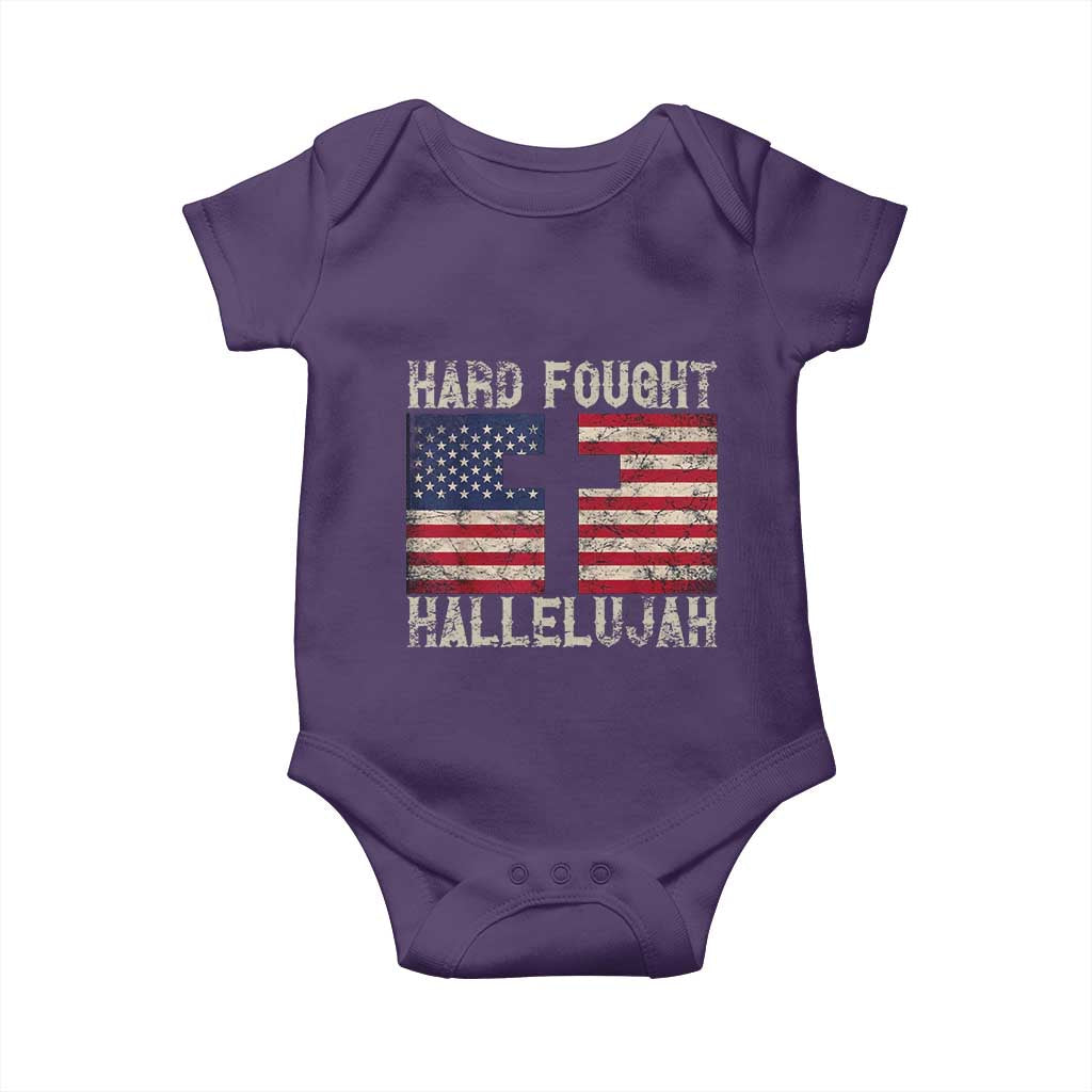 Hard Fought Hallelujah Baby Onesie Patriotic Christian Faith American Flag - Wonder Print Shop