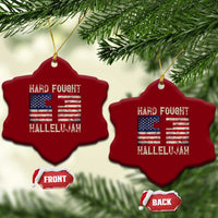 Hard Fought Hallelujah Ceramic Ornament Patriotic Christian Faith American Flag - Wonder Print Shop