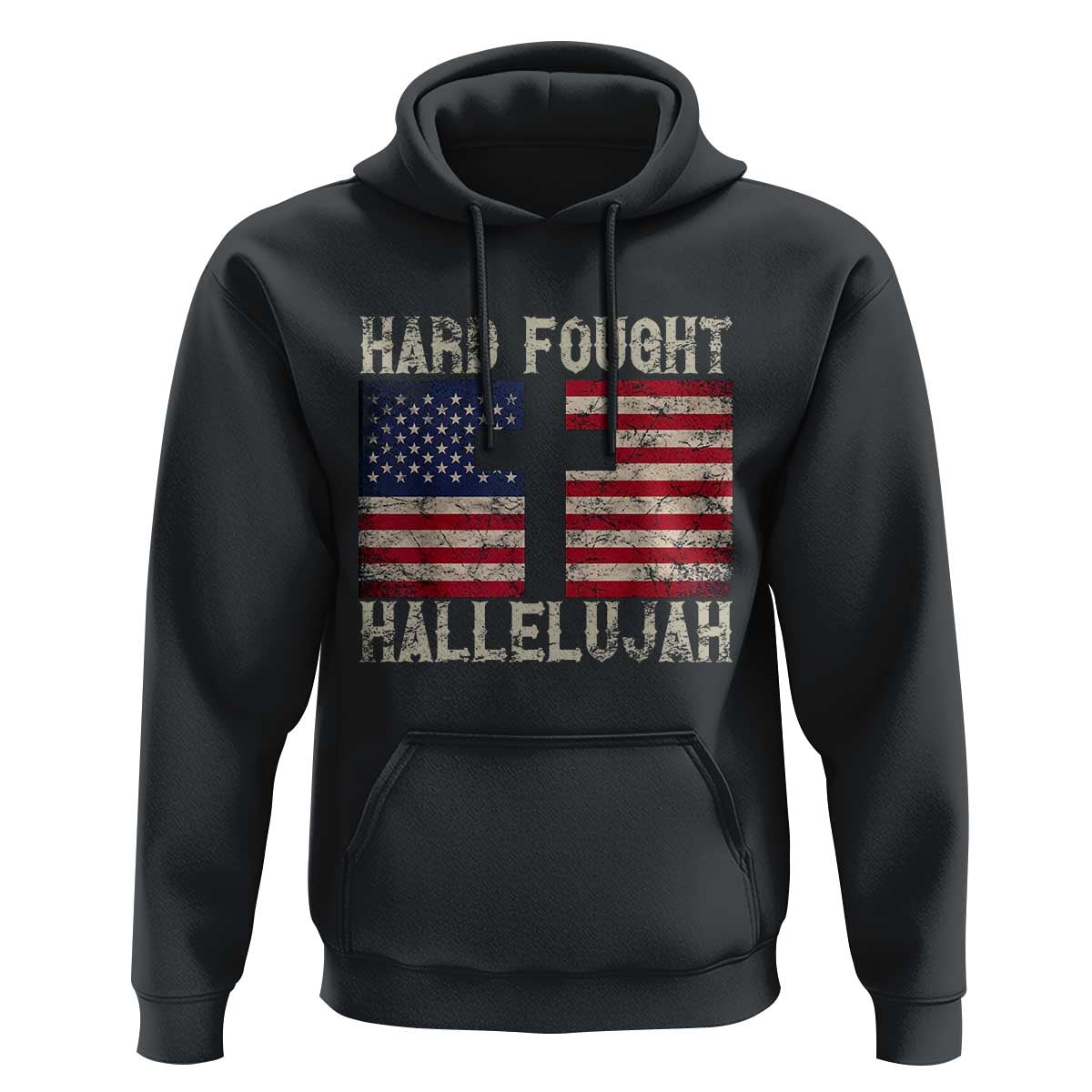 Hard Fought Hallelujah Hoodie Patriotic Christian Faith American Flag - Wonder Print Shop