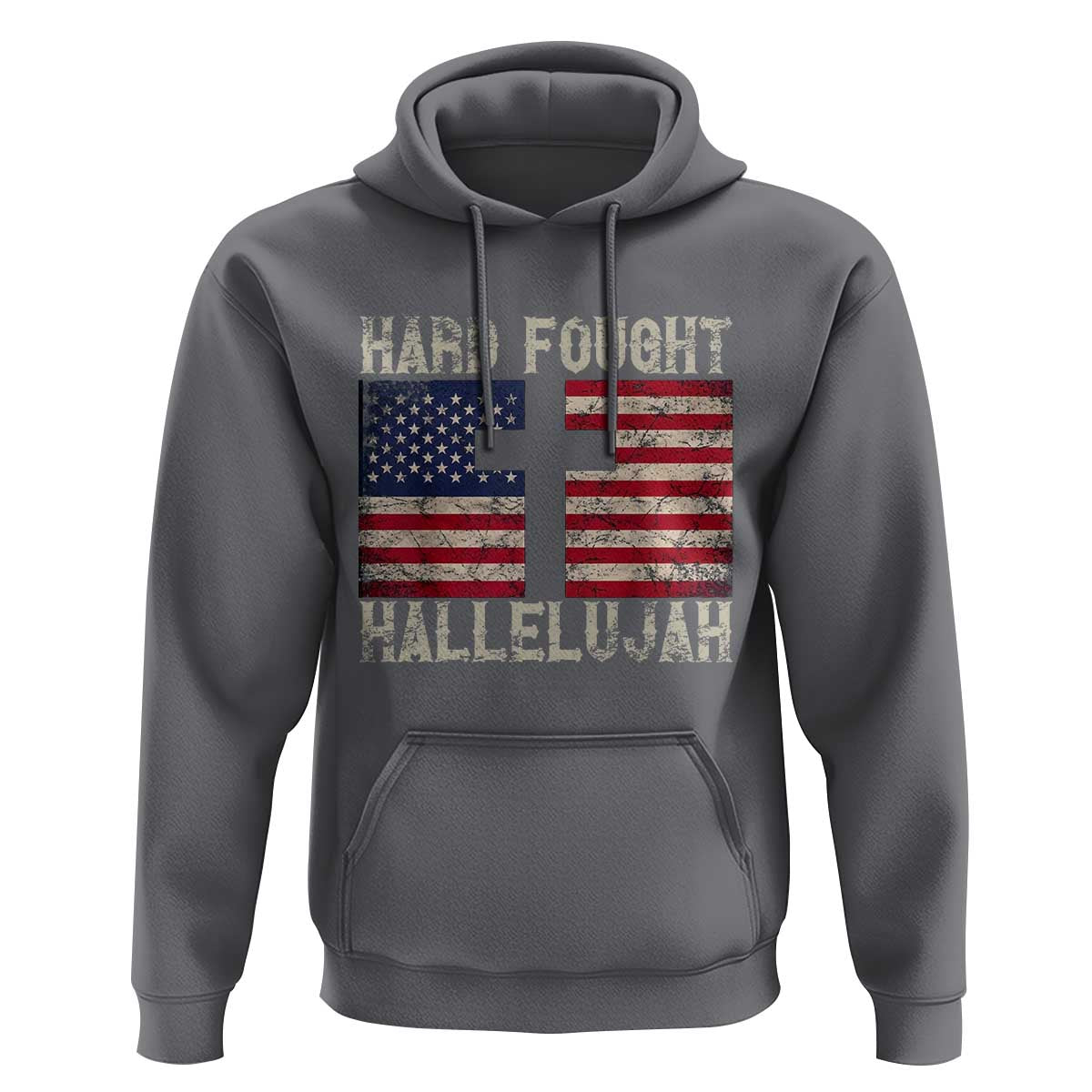 Hard Fought Hallelujah Hoodie Patriotic Christian Faith American Flag - Wonder Print Shop