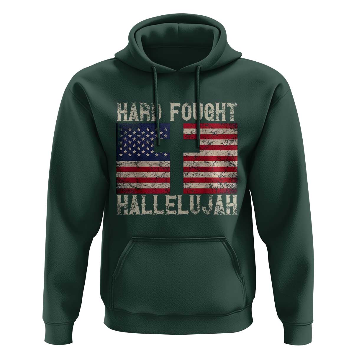 Hard Fought Hallelujah Hoodie Patriotic Christian Faith American Flag - Wonder Print Shop