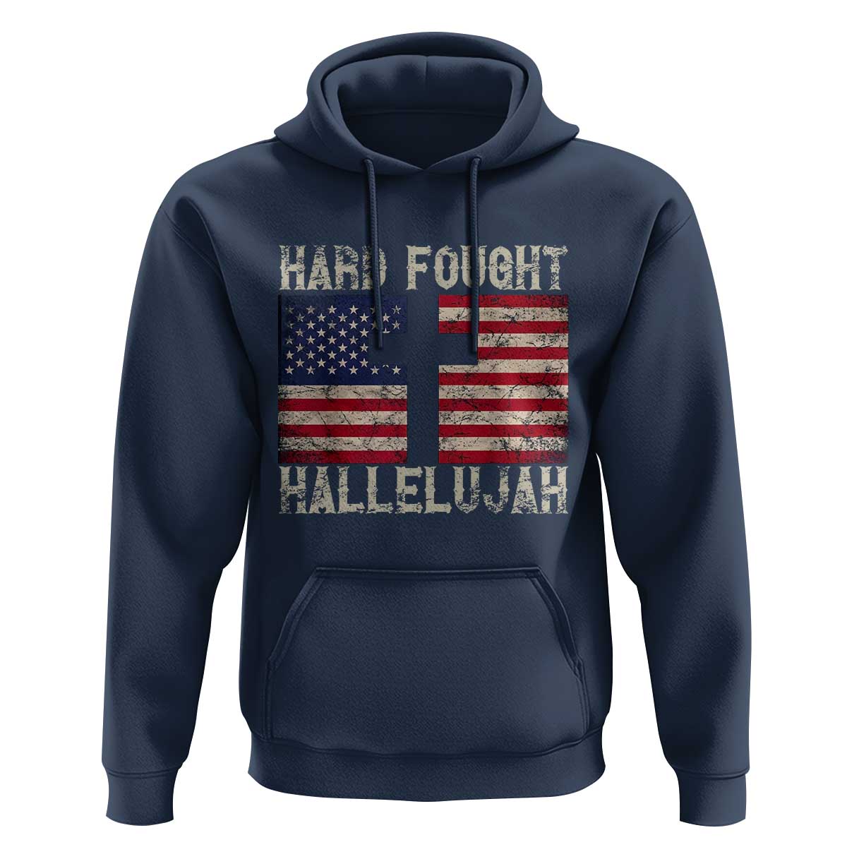 Hard Fought Hallelujah Hoodie Patriotic Christian Faith American Flag - Wonder Print Shop