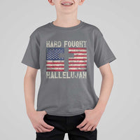 Hard Fought Hallelujah T Shirt For Kid Patriotic Christian Faith American Flag - Wonder Print Shop