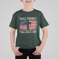 Hard Fought Hallelujah T Shirt For Kid Patriotic Christian Faith American Flag - Wonder Print Shop
