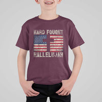 Hard Fought Hallelujah T Shirt For Kid Patriotic Christian Faith American Flag - Wonder Print Shop