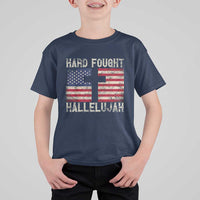Hard Fought Hallelujah T Shirt For Kid Patriotic Christian Faith American Flag - Wonder Print Shop