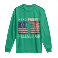 Hard Fought Hallelujah Long Sleeve Shirt Patriotic Christian Faith American Flag - Wonder Print Shop