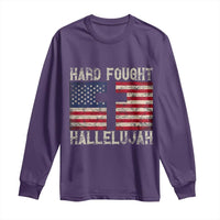 Hard Fought Hallelujah Long Sleeve Shirt Patriotic Christian Faith American Flag - Wonder Print Shop