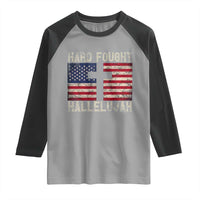 Hard Fought Hallelujah Raglan Shirt Patriotic Christian Faith American Flag - Wonder Print Shop