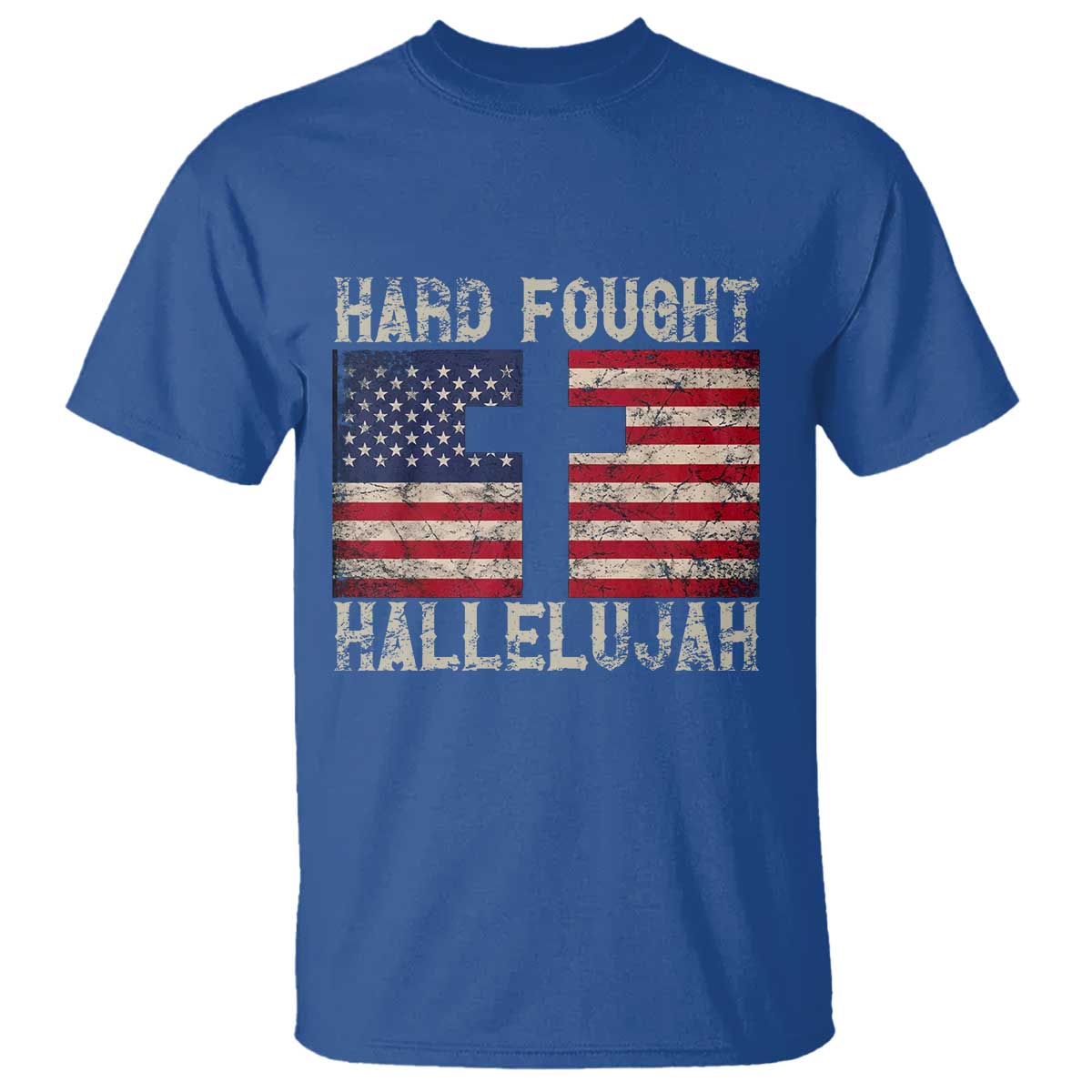 Hard Fought Hallelujah T Shirt Patriotic Christian Faith American Flag - Wonder Print Shop