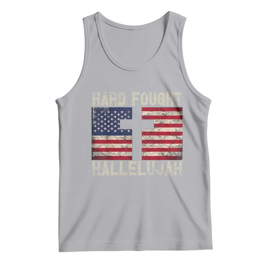 Hard Fought Hallelujah Tank Top Patriotic Christian Faith American Flag - Wonder Print Shop
