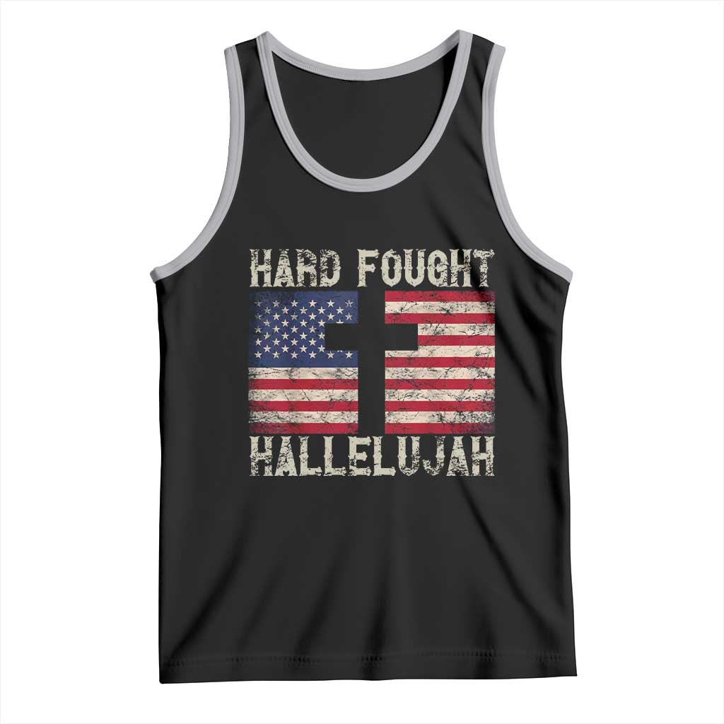 Hard Fought Hallelujah Tank Top Patriotic Christian Faith American Flag - Wonder Print Shop