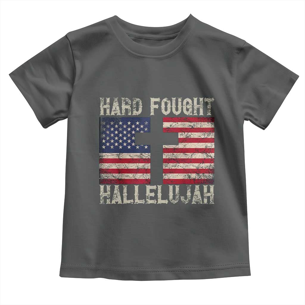 Hard Fought Hallelujah Toddler T Shirt Patriotic Christian Faith American Flag - Wonder Print Shop