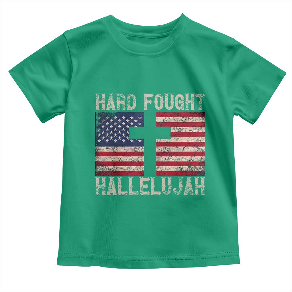 Hard Fought Hallelujah Toddler T Shirt Patriotic Christian Faith American Flag - Wonder Print Shop