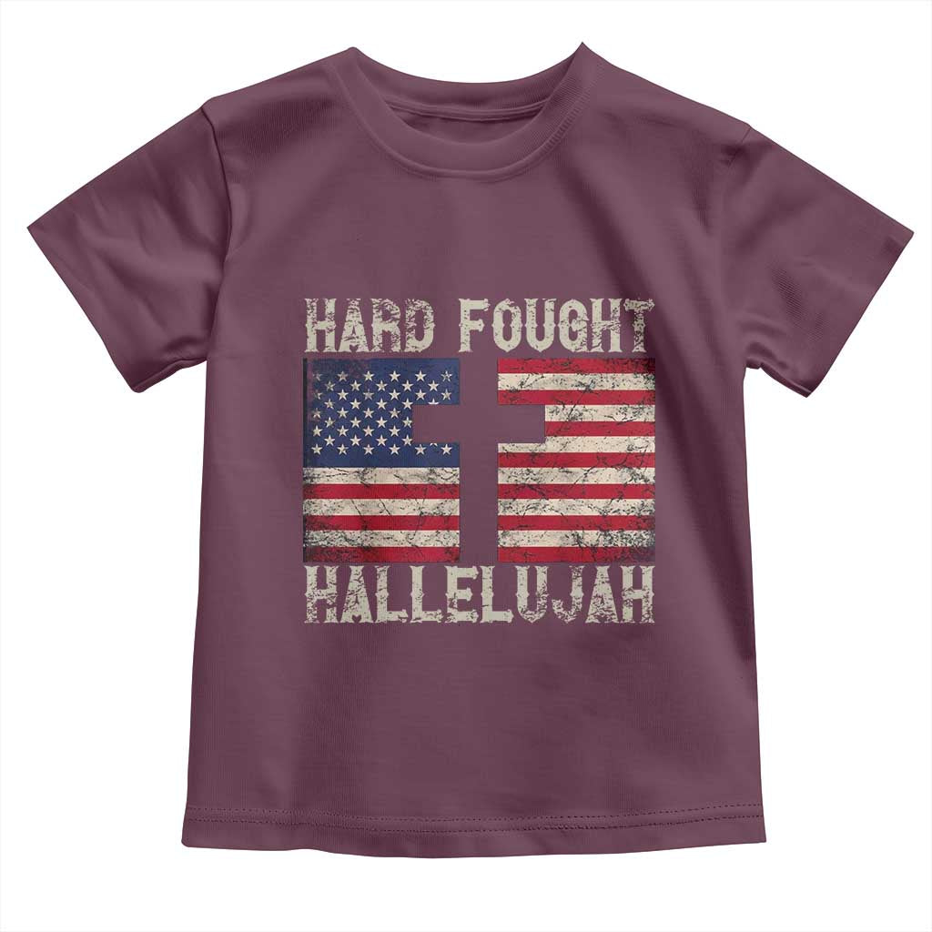 Hard Fought Hallelujah Toddler T Shirt Patriotic Christian Faith American Flag - Wonder Print Shop