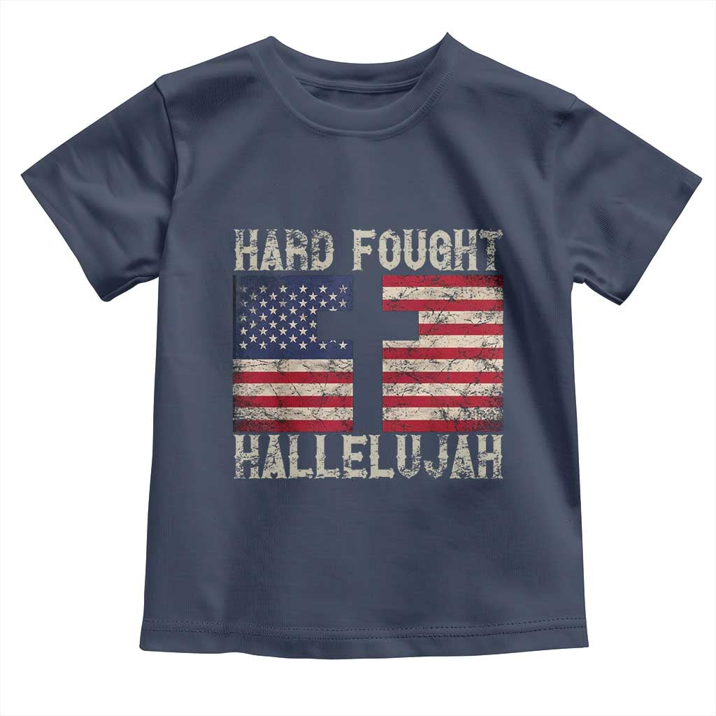 Hard Fought Hallelujah Toddler T Shirt Patriotic Christian Faith American Flag - Wonder Print Shop