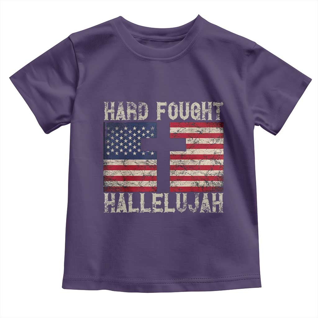 Hard Fought Hallelujah Toddler T Shirt Patriotic Christian Faith American Flag - Wonder Print Shop
