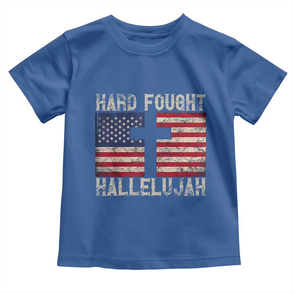Hard Fought Hallelujah Toddler T Shirt Patriotic Christian Faith American Flag - Wonder Print Shop