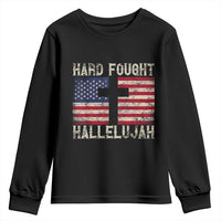 Hard Fought Hallelujah Youth Sweatshirt Patriotic Christian Faith American Flag - Wonder Print Shop