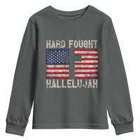 Hard Fought Hallelujah Youth Sweatshirt Patriotic Christian Faith American Flag - Wonder Print Shop