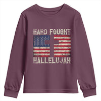Hard Fought Hallelujah Youth Sweatshirt Patriotic Christian Faith American Flag - Wonder Print Shop