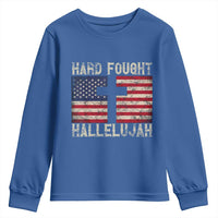 Hard Fought Hallelujah Youth Sweatshirt Patriotic Christian Faith American Flag - Wonder Print Shop