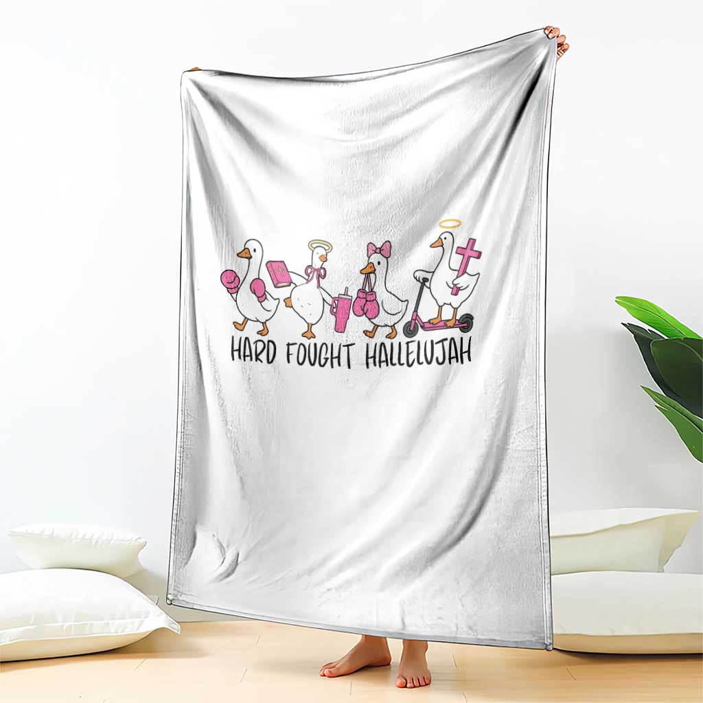 Hard Fought Hallelujah Throw Blanket Funny Christian Goose - Wonder Print Shop