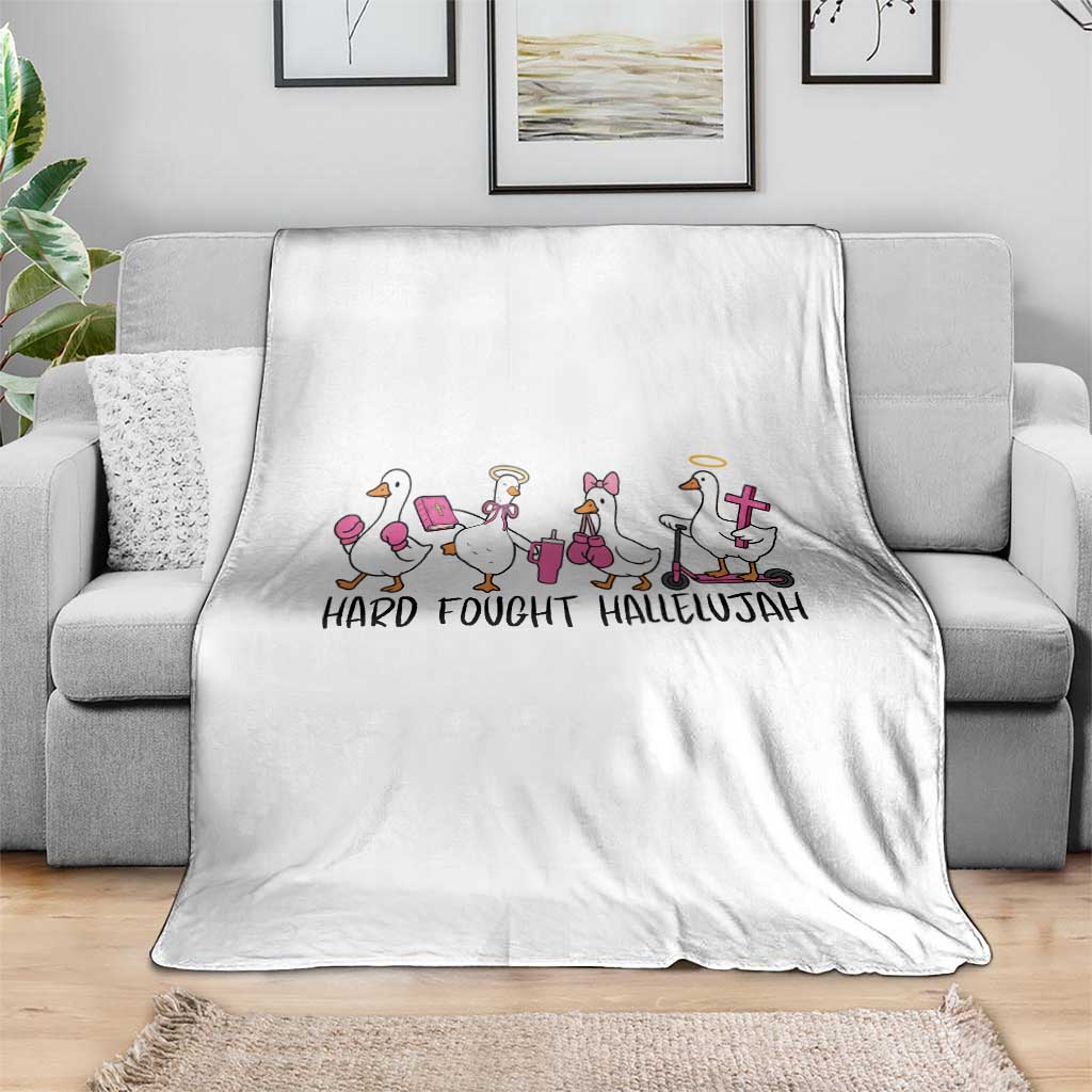 Hard Fought Hallelujah Throw Blanket Funny Christian Goose - Wonder Print Shop
