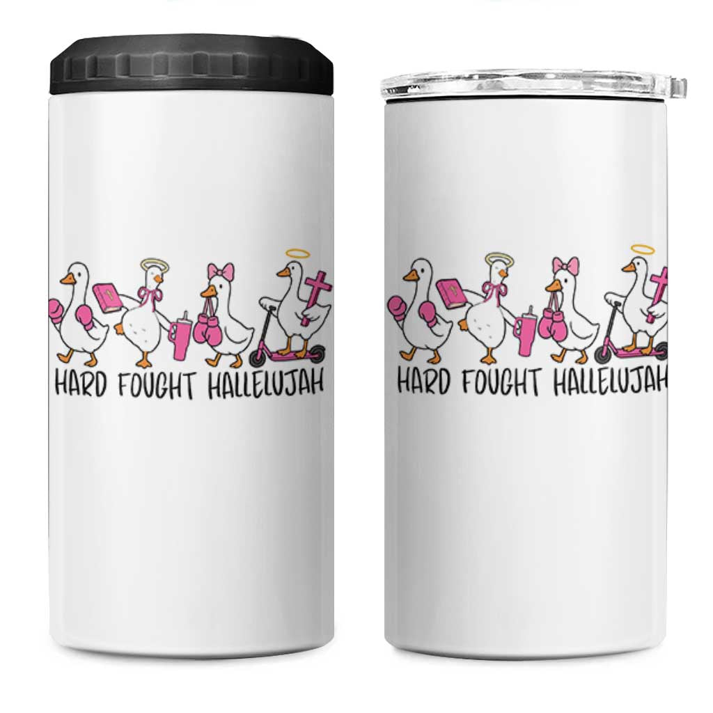 Hard Fought Hallelujah 4 in 1 Can Cooler Tumbler Funny Christian Goose - Wonder Print Shop