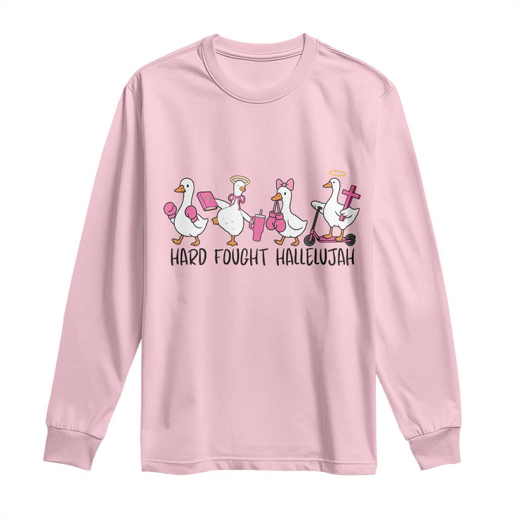 Hard Fought Hallelujah Long Sleeve Shirt Funny Christian Goose - Wonder Print Shop