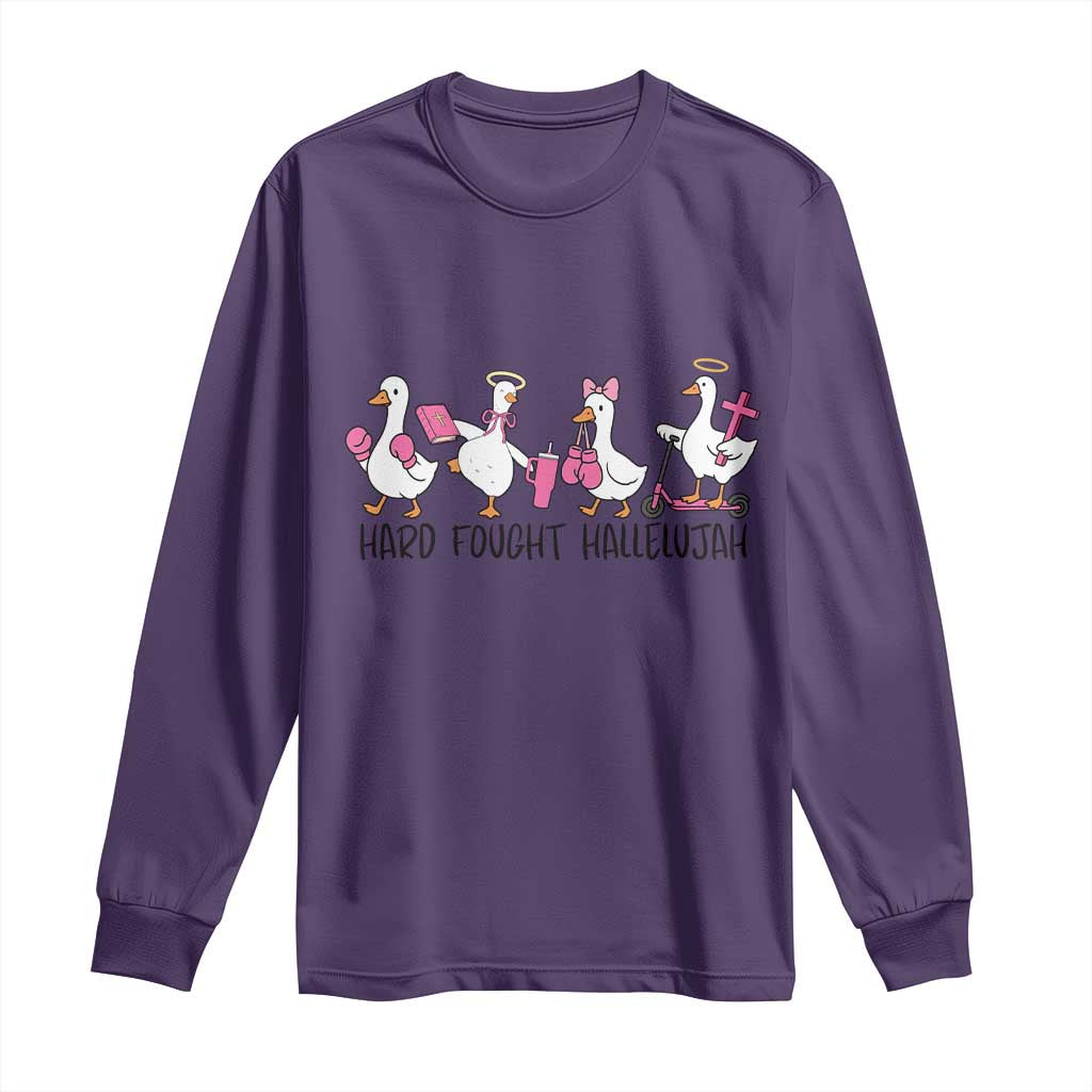 Hard Fought Hallelujah Long Sleeve Shirt Funny Christian Goose - Wonder Print Shop
