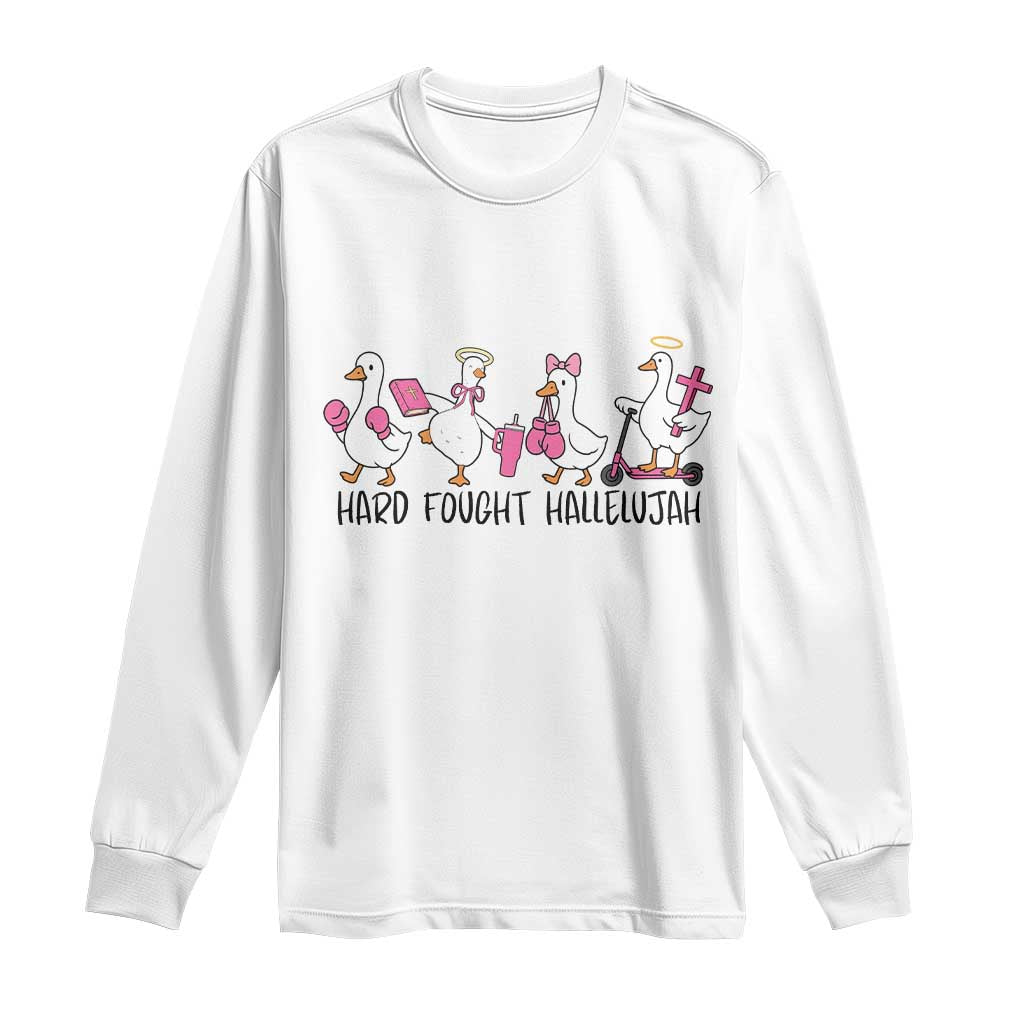 Hard Fought Hallelujah Long Sleeve Shirt Funny Christian Goose - Wonder Print Shop