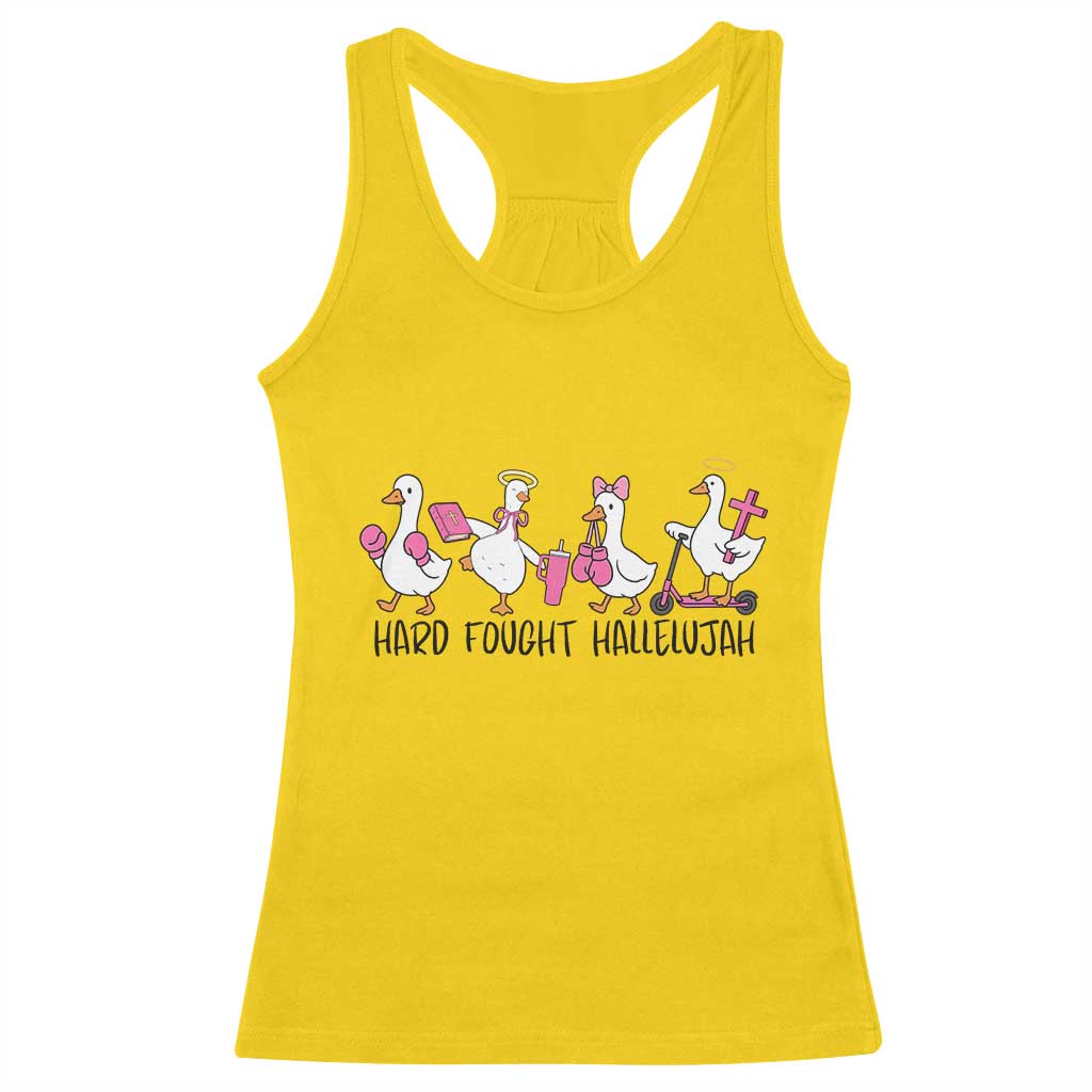 Hard Fought Hallelujah Racerback Tank Top Funny Christian Goose - Wonder Print Shop