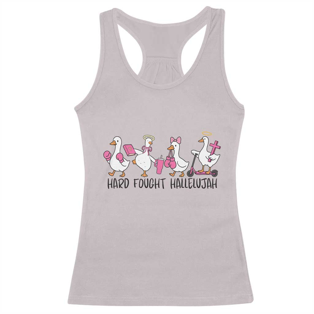 Hard Fought Hallelujah Racerback Tank Top Funny Christian Goose - Wonder Print Shop