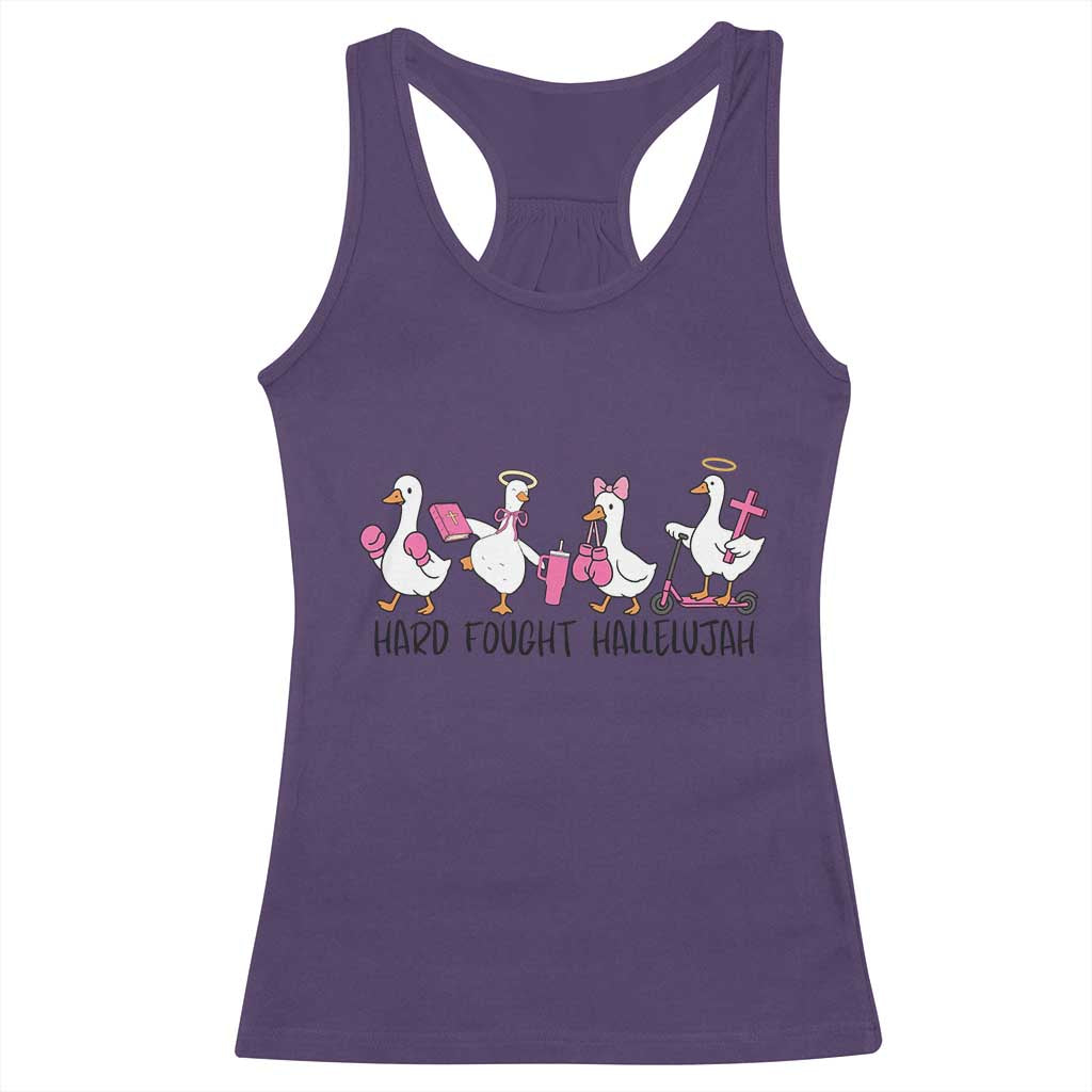 Hard Fought Hallelujah Racerback Tank Top Funny Christian Goose - Wonder Print Shop