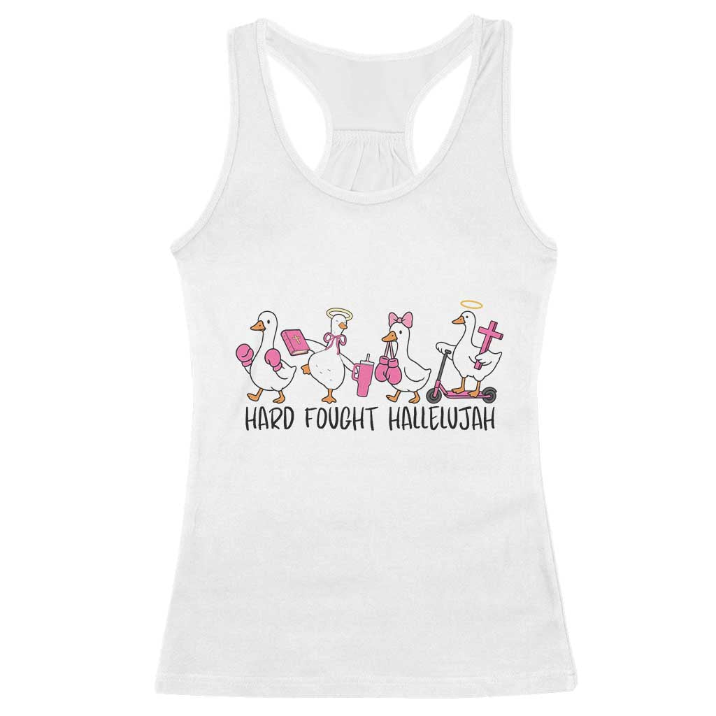 Hard Fought Hallelujah Racerback Tank Top Funny Christian Goose - Wonder Print Shop