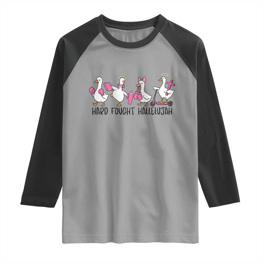 Hard Fought Hallelujah Raglan Shirt Funny Christian Goose - Wonder Print Shop