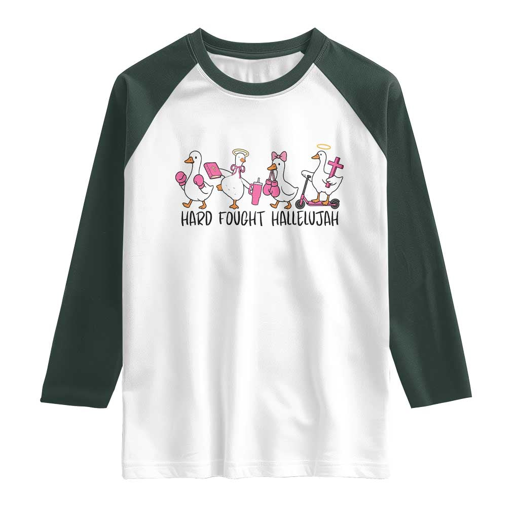 Hard Fought Hallelujah Raglan Shirt Funny Christian Goose - Wonder Print Shop