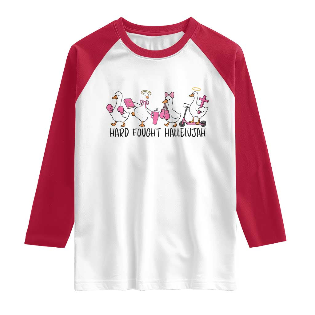 Hard Fought Hallelujah Raglan Shirt Funny Christian Goose - Wonder Print Shop