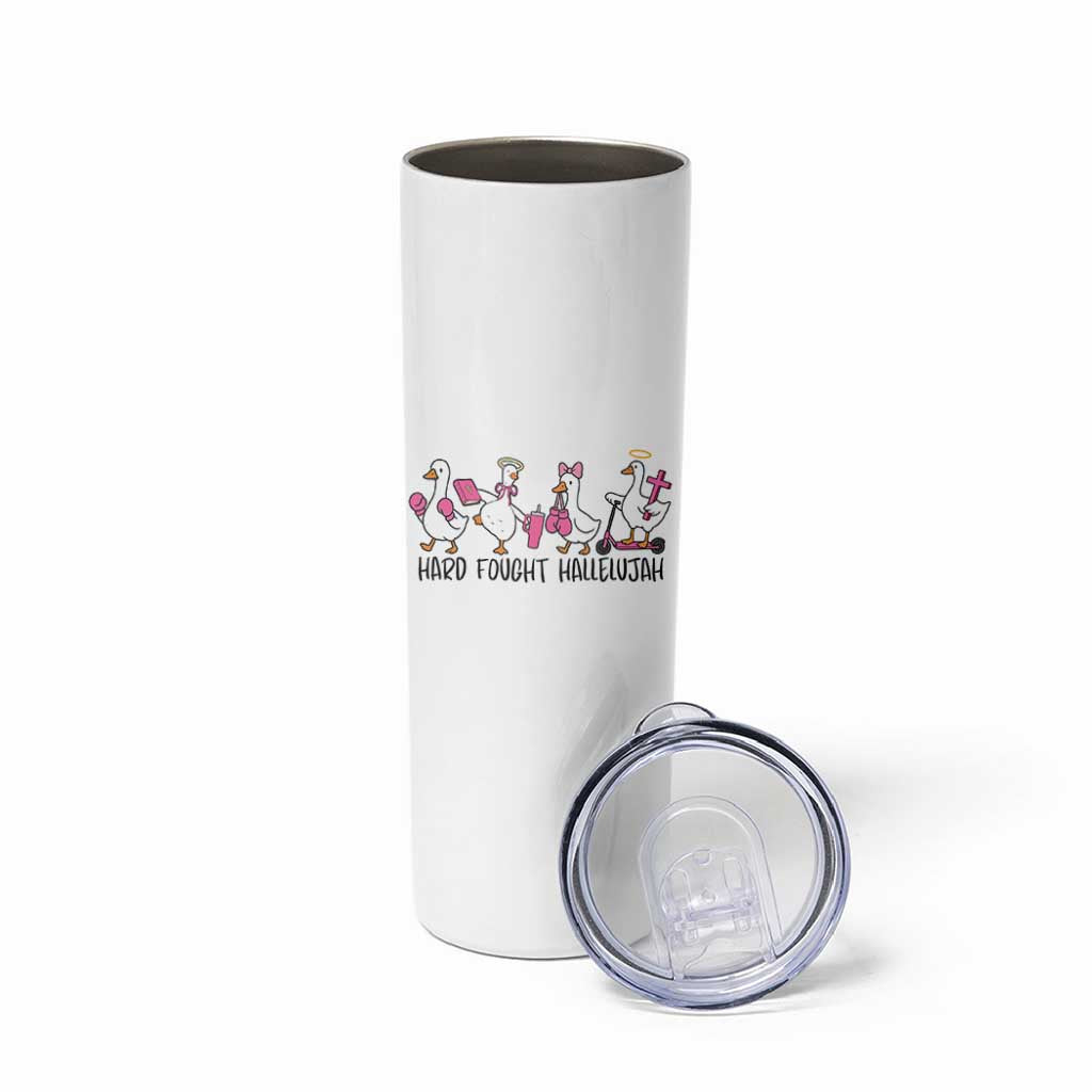 Hard Fought Hallelujah Skinny Tumbler Funny Christian Goose - Wonder Print Shop
