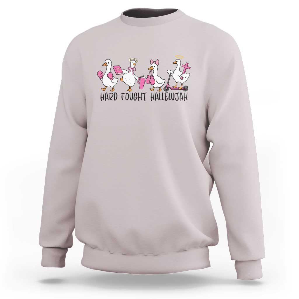 Hard Fought Hallelujah Sweatshirt Funny Christian Goose - Wonder Print Shop