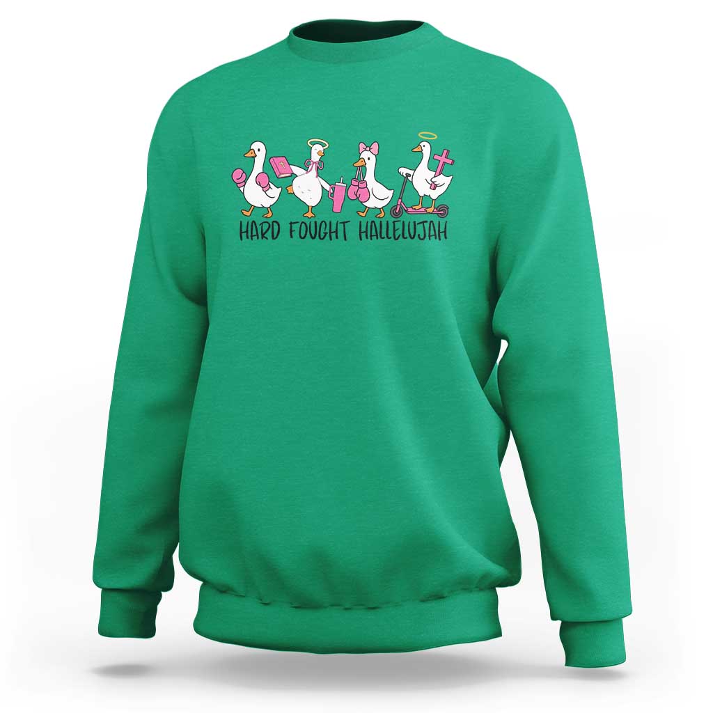Hard Fought Hallelujah Sweatshirt Funny Christian Goose - Wonder Print Shop