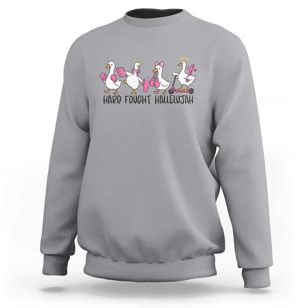 Hard Fought Hallelujah Sweatshirt Funny Christian Goose - Wonder Print Shop